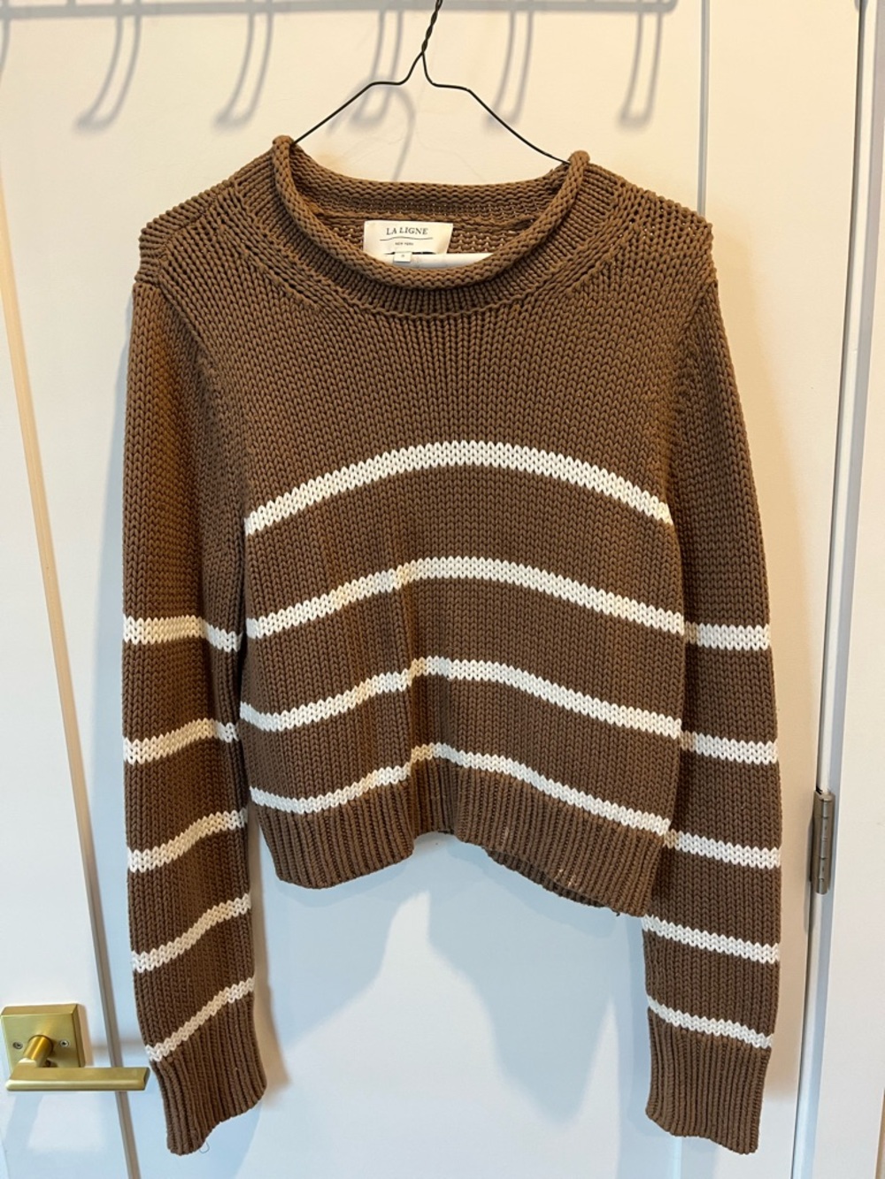 La Ligne Mini Marina Brown & White Striped Crewneck Sweater